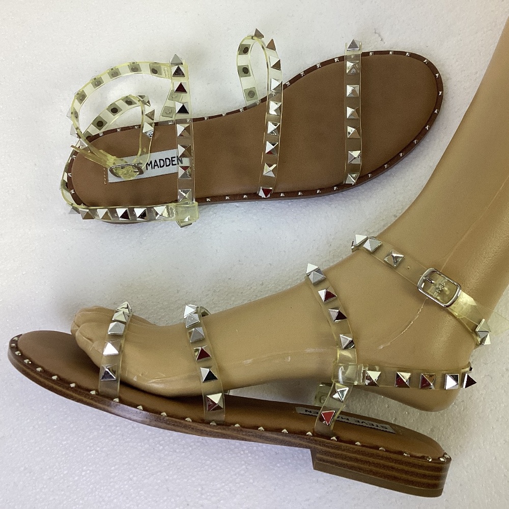 Steve Madden New Travel Clear Rock Studded Sandals Sz 7